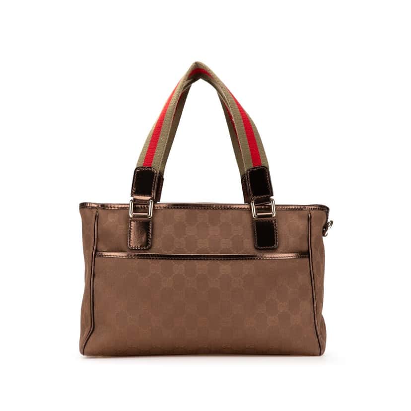Gucci GG Canvas Web Tote Brown Canvas Good condition - Front View