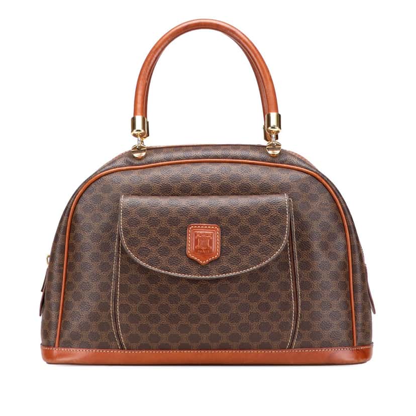 Celine Macadam Coated Canvas Handbag Brown Canvas Good condition - Front View