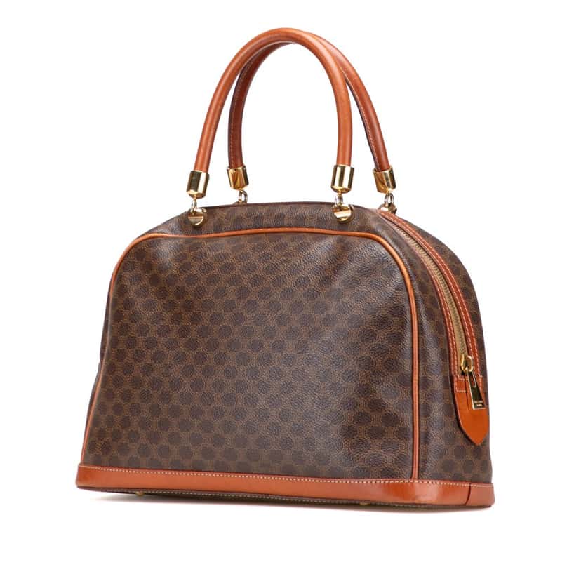 Celine Macadam Coated Canvas Handbag Brown Canvas Good condition - Back View
