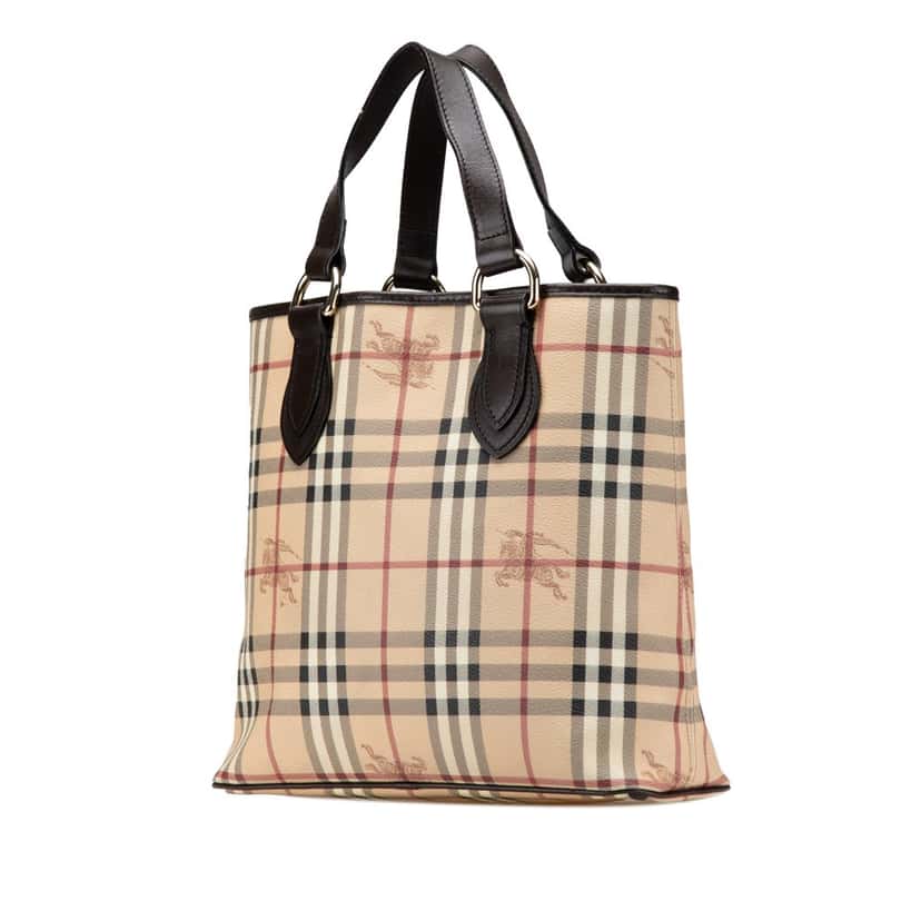 Burberry Haymarket Check Coated Canvas Tote Brown Canvas Good condition - Back View