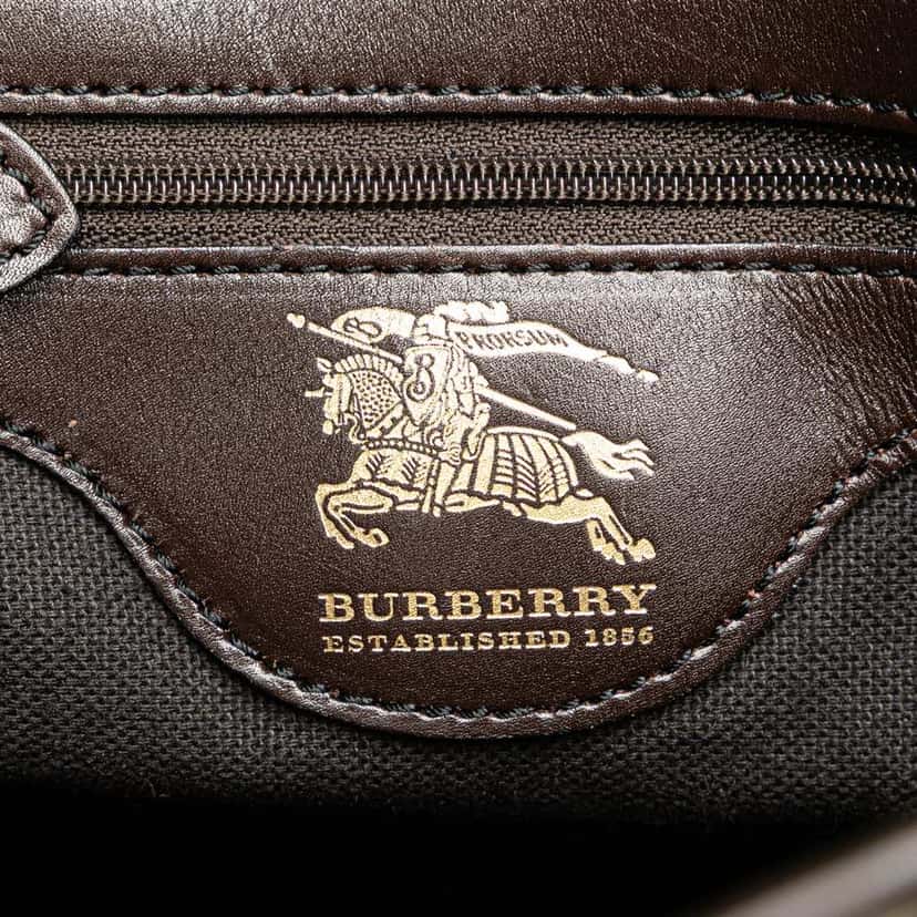Burberry Haymarket Check Coated Canvas Tote Brown Canvas Good condition - Box View