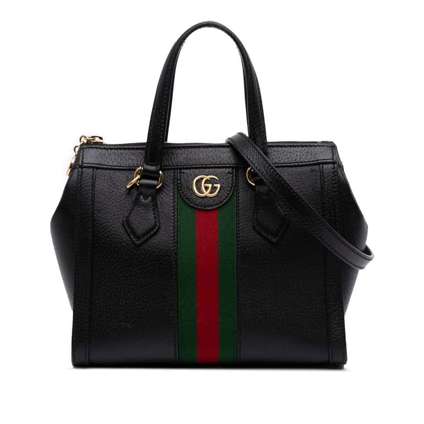 Gucci Small Leather Web Ophidia Satchel Black Leather Good condition - Front View