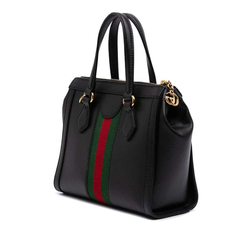 Gucci Small Leather Web Ophidia Satchel Black Leather Good condition - Back View