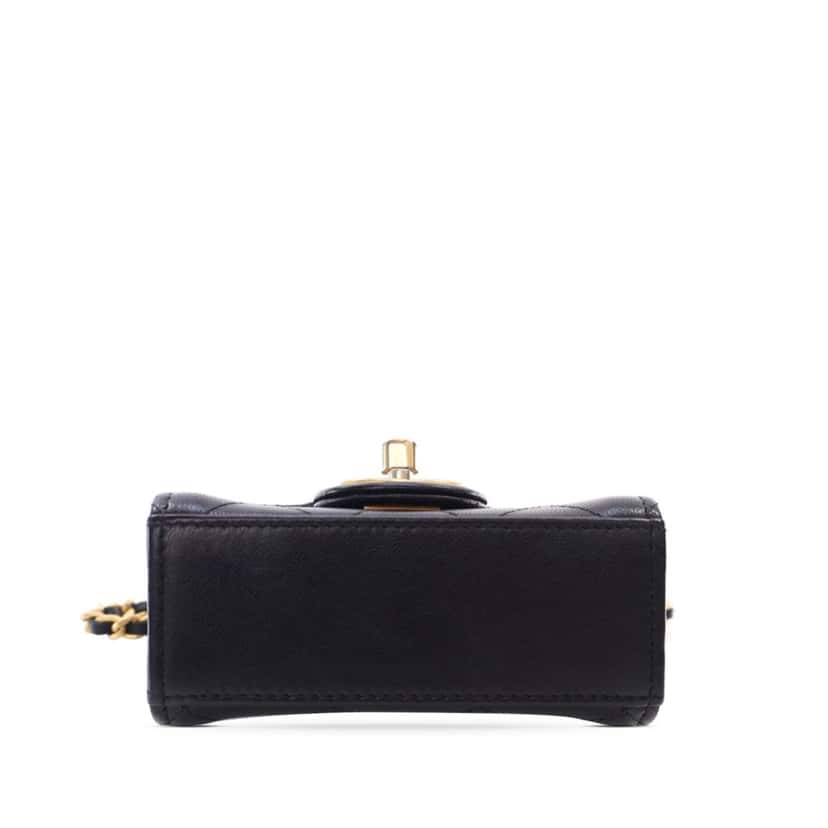 Chanel Mini Goatskin Chic Pearls Clutch On Chain Black Leather Good condition - Inside View