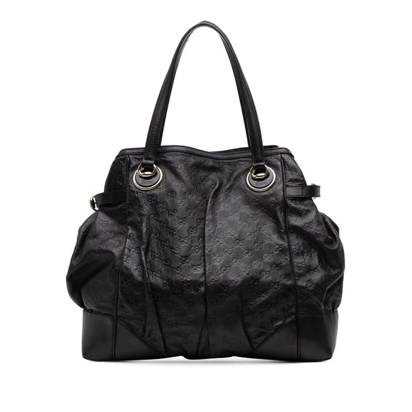 Gucci Guccissima Full Moon Tote Black Leather Good condition - Front View