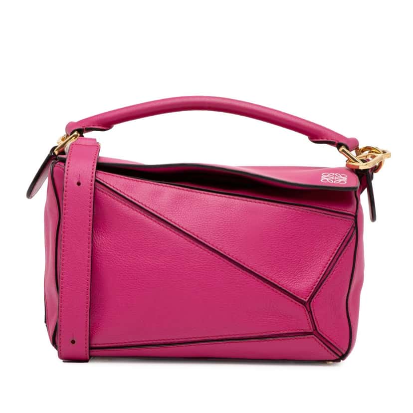 Loewe Small Calfskin Puzzle Satchel Pink Leather Good condition - Front View
