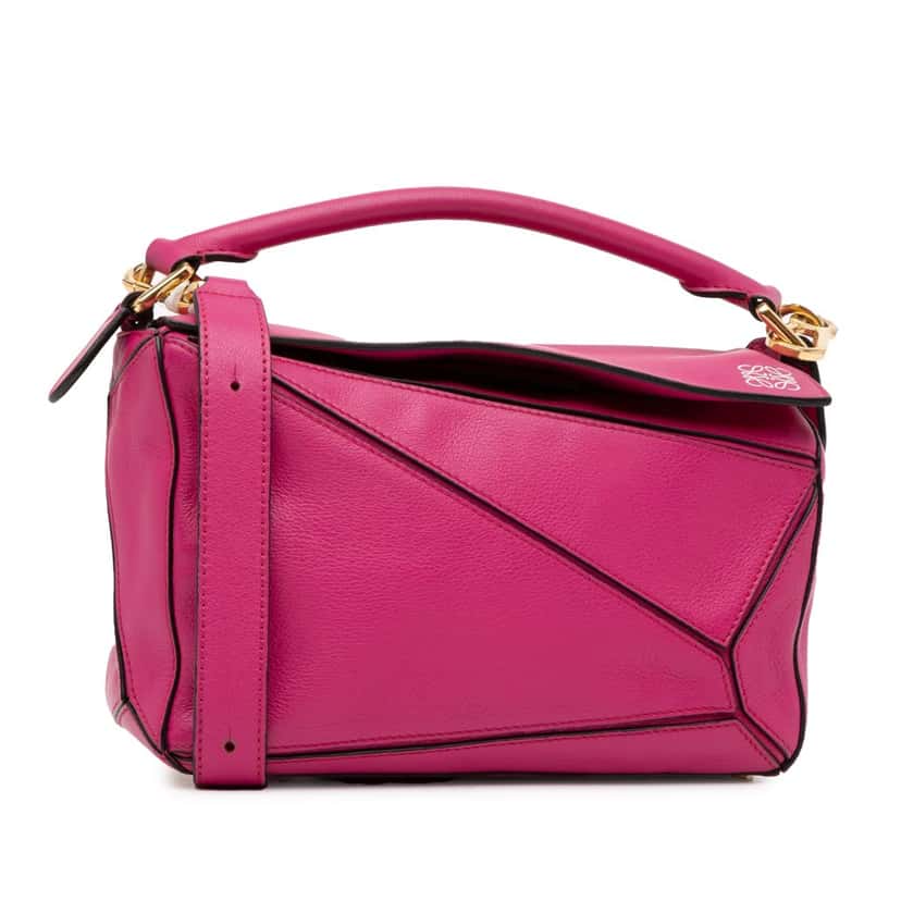 Loewe Small Calfskin Puzzle Satchel Pink Leather Good condition - Back View