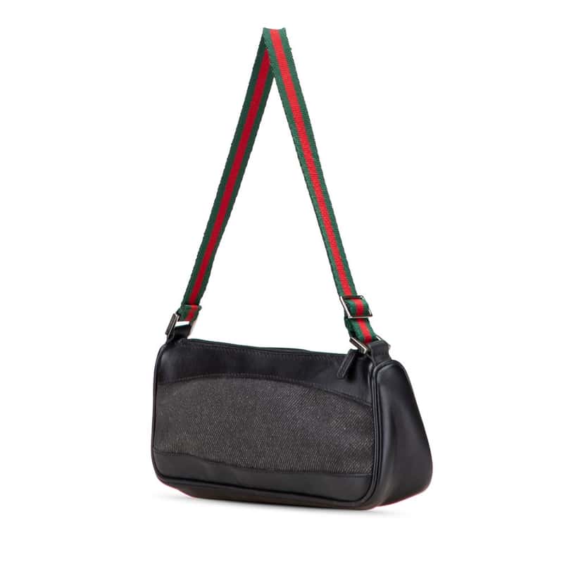 Gucci Denim Web Shoulder Bag Black Denim Good condition - Back View