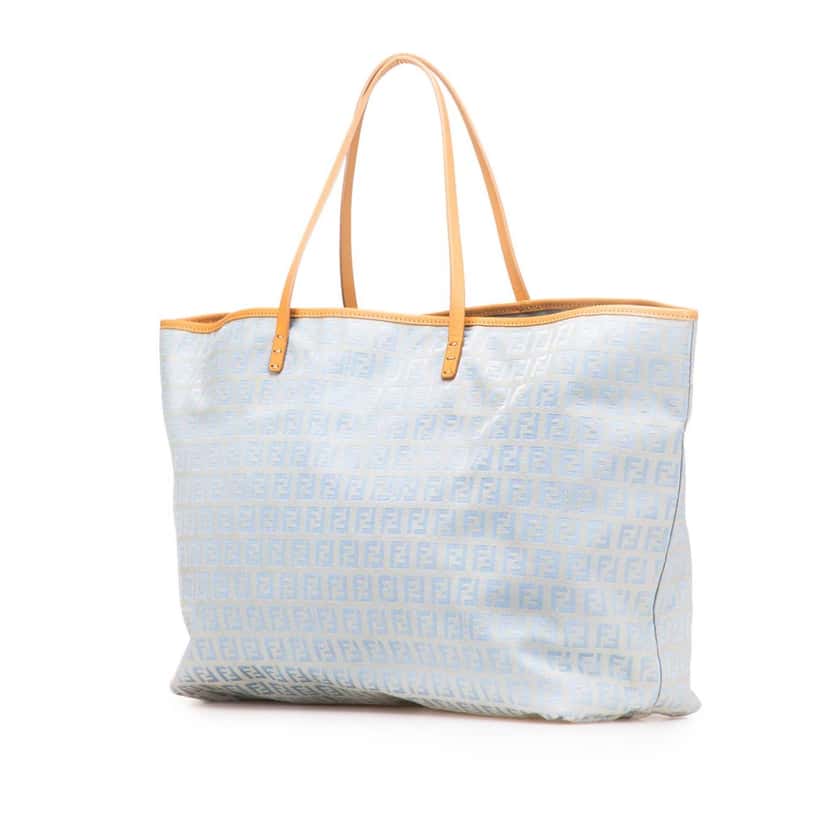 Fendi Zucchino Canvas Tote Blue Canvas Good condition - Back View