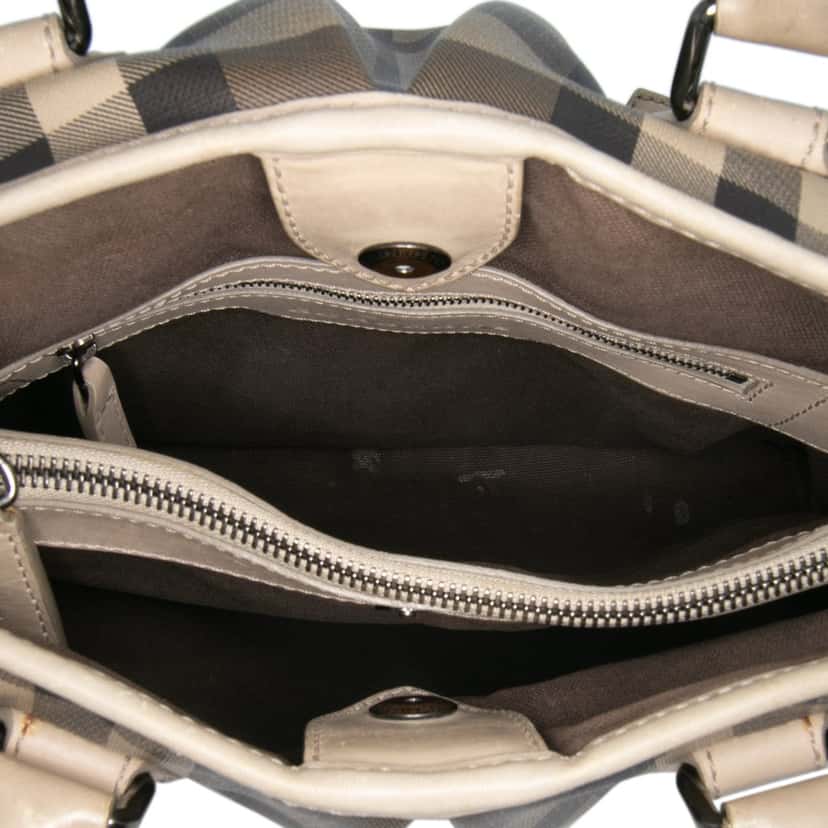 Burberry Smoke Check Coated Canvas Northfield Satchel Brown Canvas Good condition - Model View