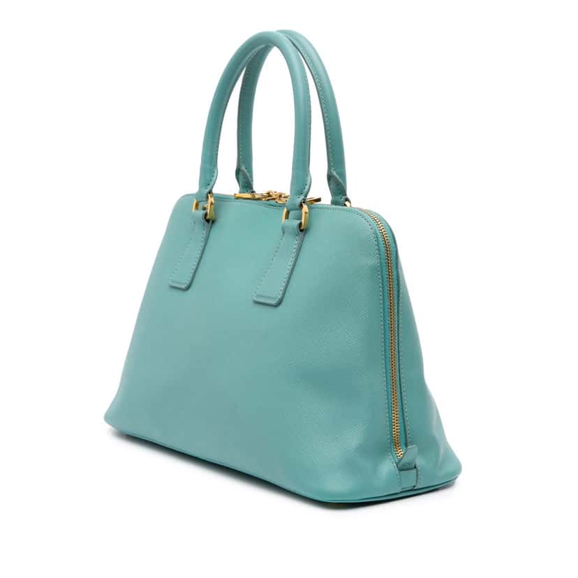 Prada Medium Saffiano Lux Promenade Satchel Blue Leather Good condition - Back View