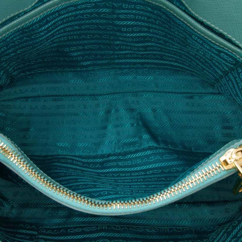 Prada Medium Saffiano Lux Promenade Satchel Blue Leather Good condition - Model View