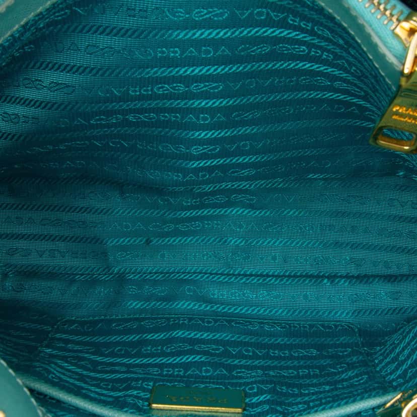 Prada Medium Saffiano Lux Promenade Satchel Blue Leather Good condition - Box View