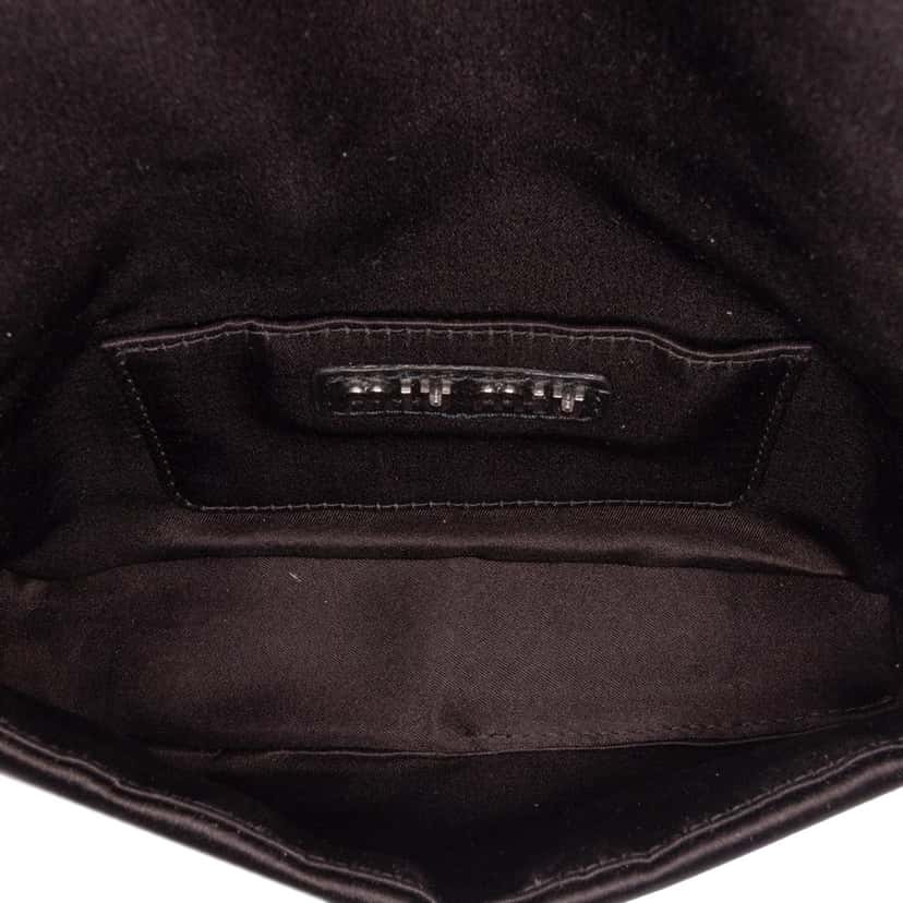 Miu Miu Mini Crystal Embellished Satin Chain Crossbody Black Satin Good condition - Model View
