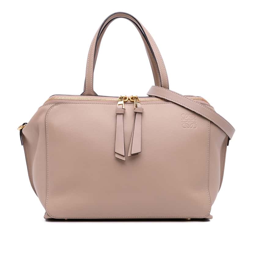 Loewe Anagram Leather Zipper Bag Brown Leather Good condition - Front View