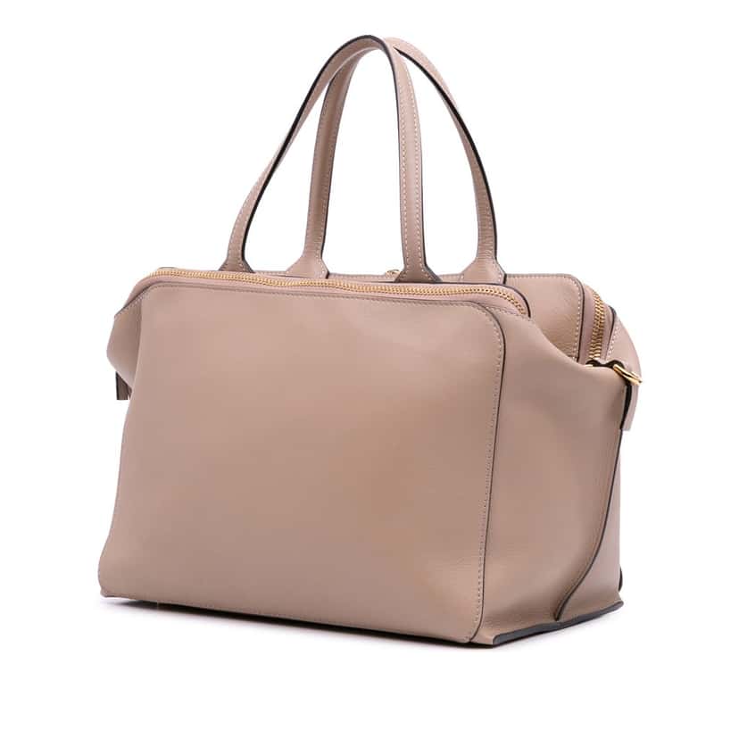 Loewe Anagram Leather Zipper Bag Brown Leather Good condition - Back View