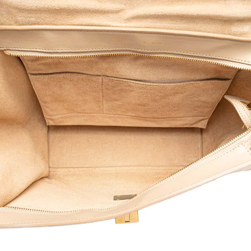Celine Medium Bicolor Calfskin and Suede Trapeze Satchel Brown Leather Good condition - Model View