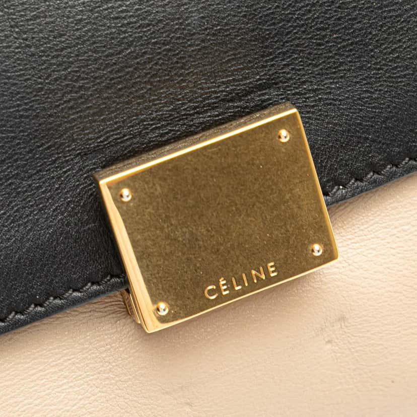 Celine Medium Bicolor Calfskin and Suede Trapeze Satchel Brown Leather Good condition - Box View