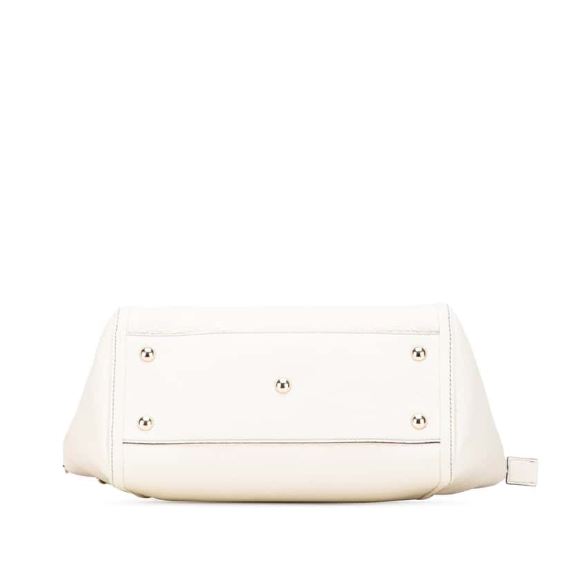 Gucci Small Pebbled Leather Soho Cellarius Satchel White Leather Good condition - Inside View