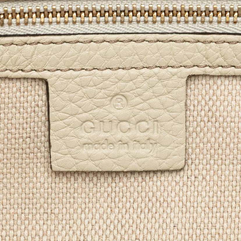 Gucci Small Pebbled Leather Soho Cellarius Satchel White Leather Good condition - Box View