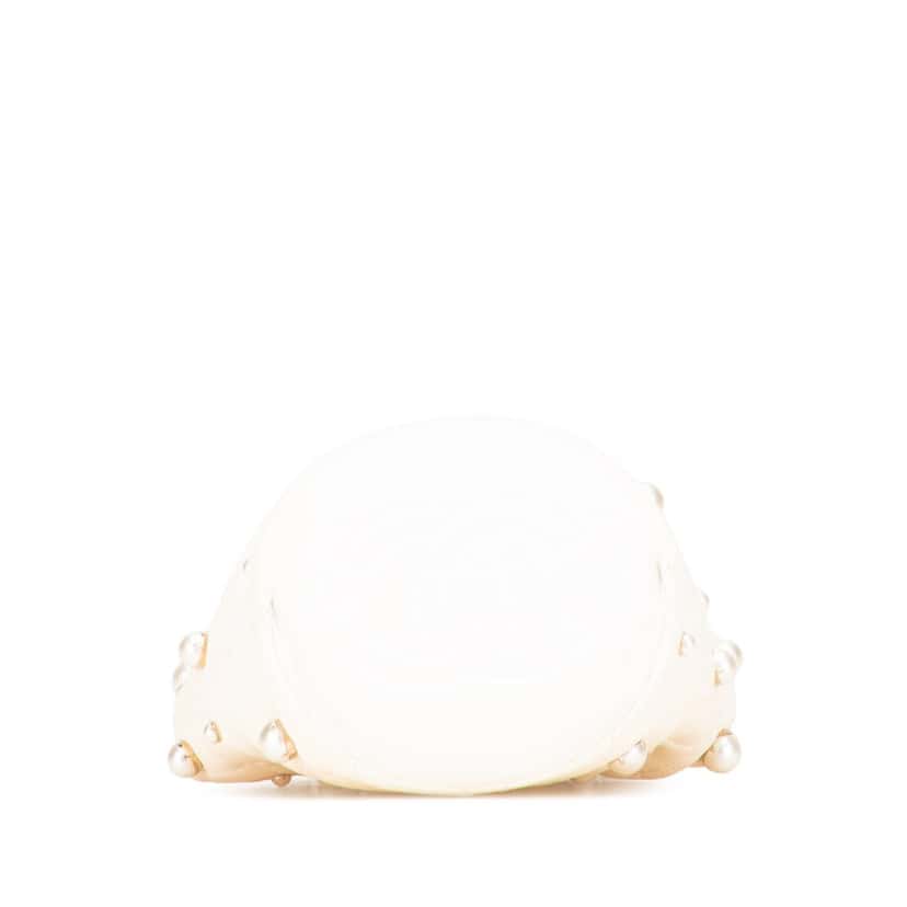 Chanel Mini Quilted Lambskin About Pearls Drawstring Bucket Bag White Leather Good condition - Inside View