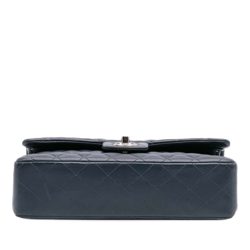 Chanel Medium Classic Lambskin Double Flap Blue Leather Good condition - Inside View