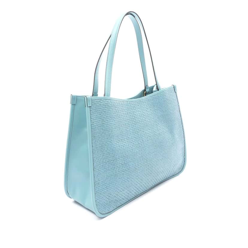 Gucci Medium Straw Horsebit 1955 Tote Blue Good condition - Back View
