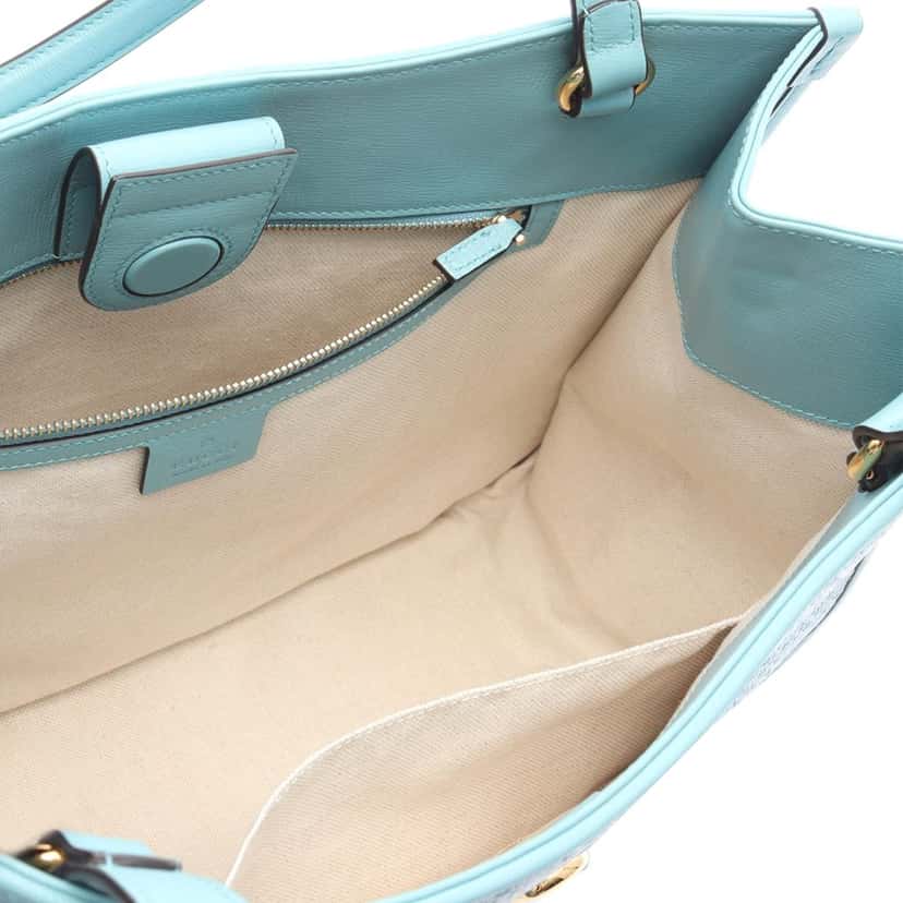 Gucci Medium Straw Horsebit 1955 Tote Blue Good condition - Inside View