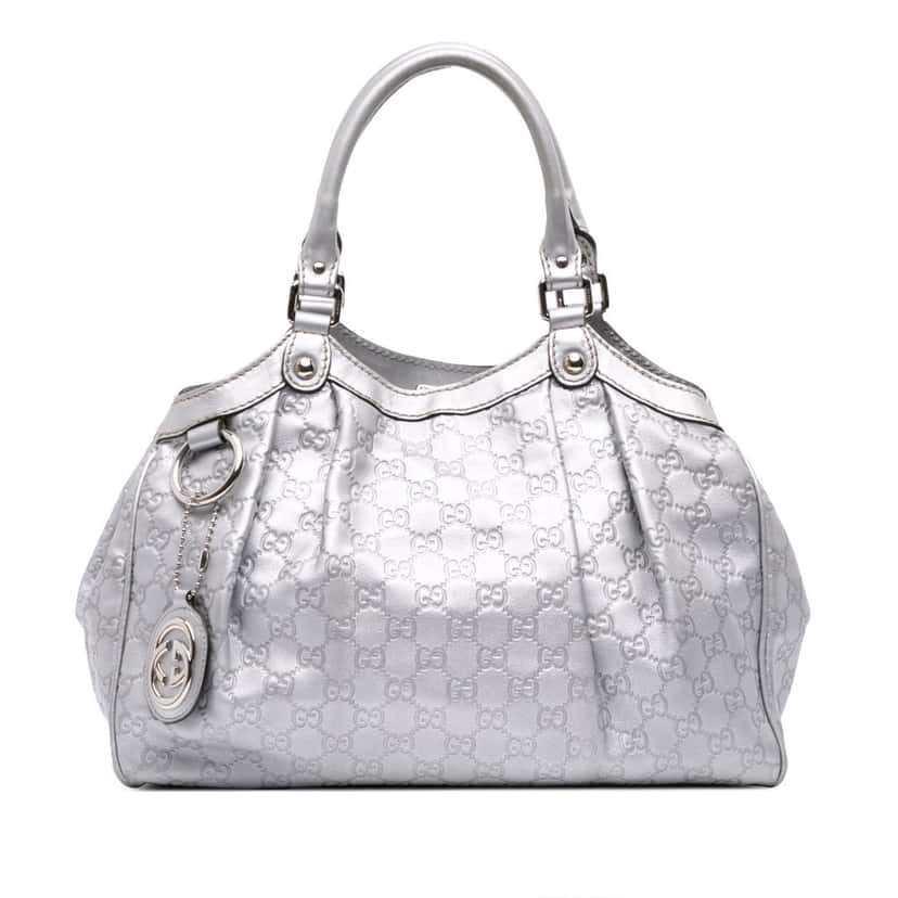 Gucci Medium Guccissima Sukey Tote Silver Leather Good condition - Front View