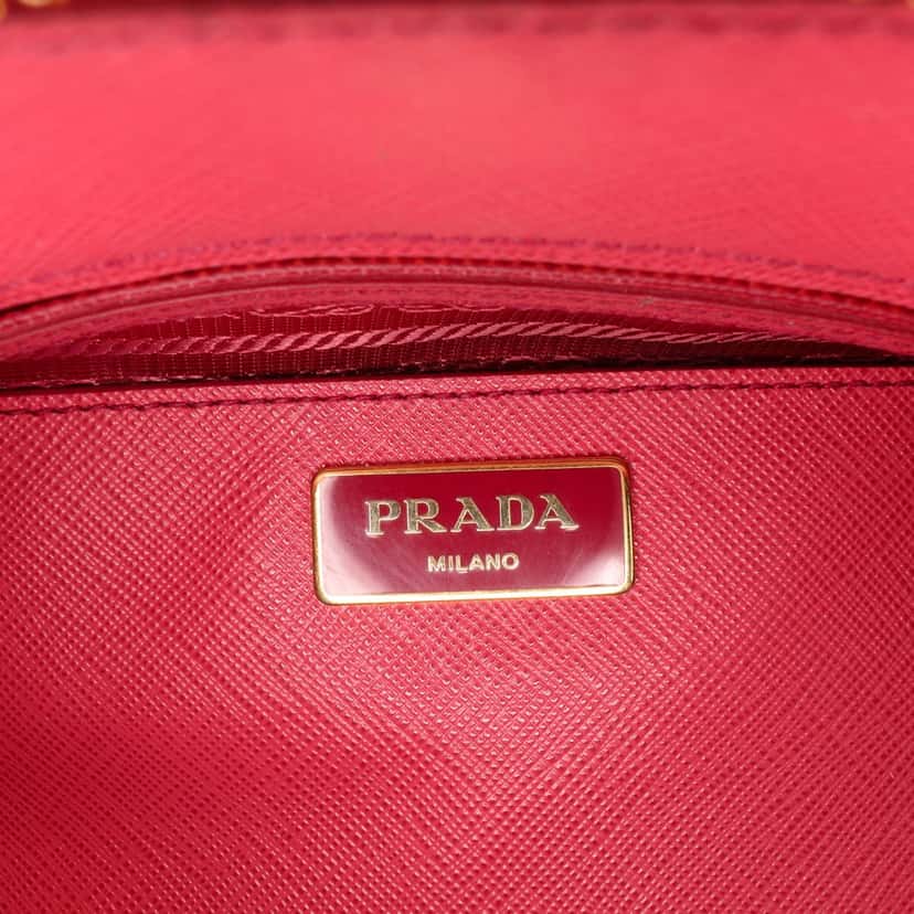 Prada Medium Saffiano Lux Promenade Satchel Pink Leather Good condition - Box View