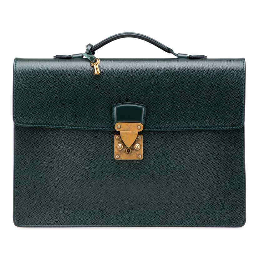 Louis Vuitton Taiga Serviette Kourad Briefcase Green Leather Good condition - Front View