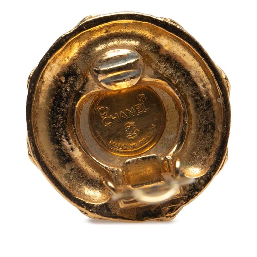 Chanel Gold Plated Faux Pearl Clip on Earrings Gold Metal Good condition - Inside View