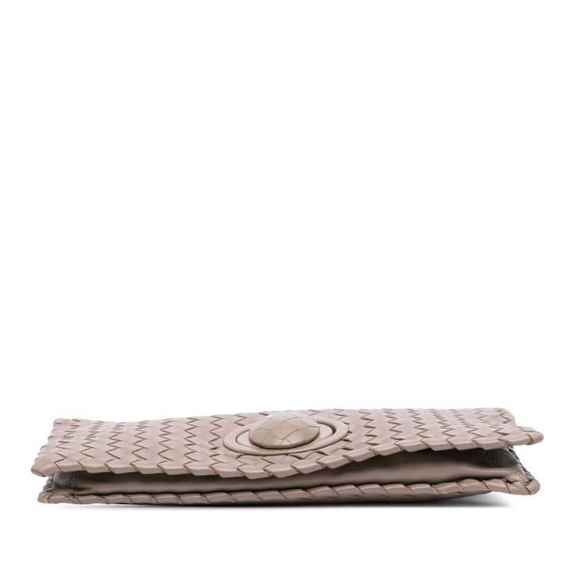 Bottega Veneta Nappa Intrecciato Turn Lock Clutch Brown Leather Good condition - Inside View