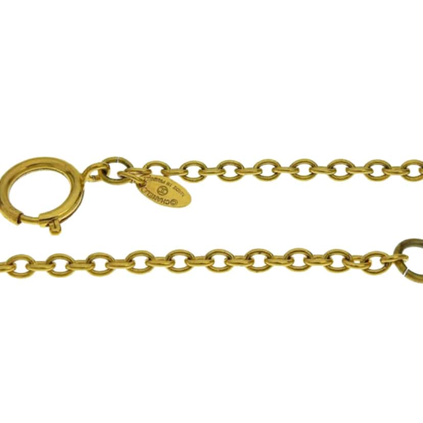 Chanel Gold Plated Logo Round Pendant Necklace Gold Metal Good condition - Box View