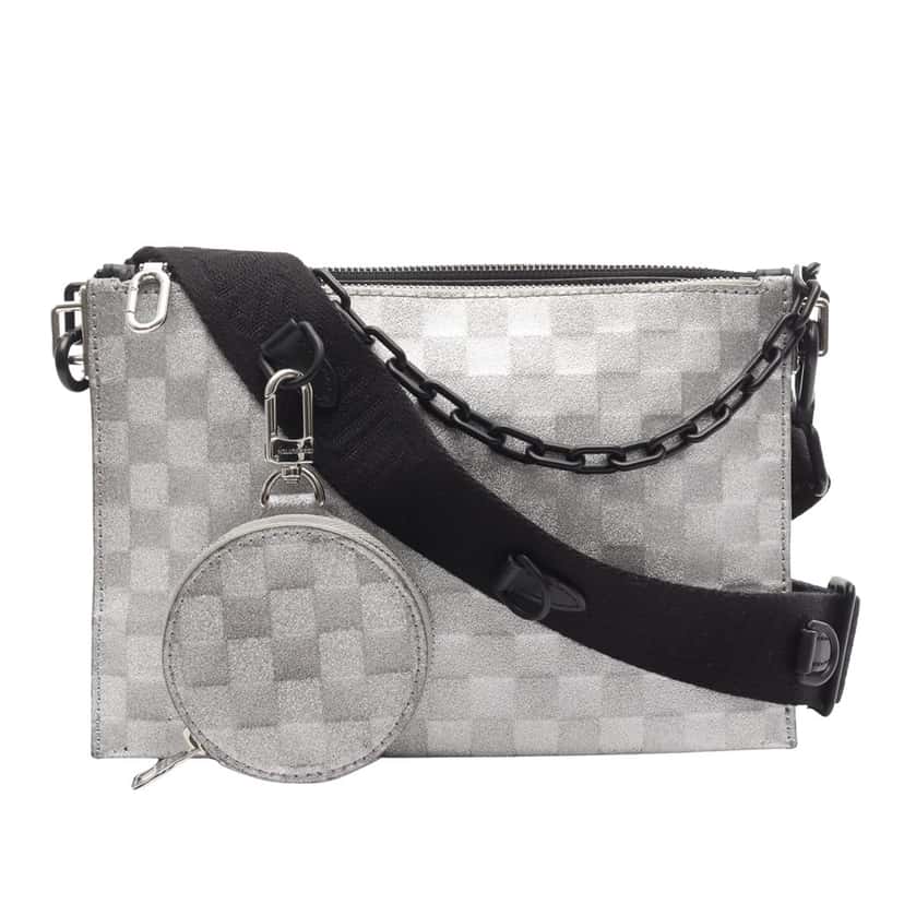 Louis Vuitton Damier Glitter Taurillon In The Loop Trio Pouch Black Leather Good condition - Front View