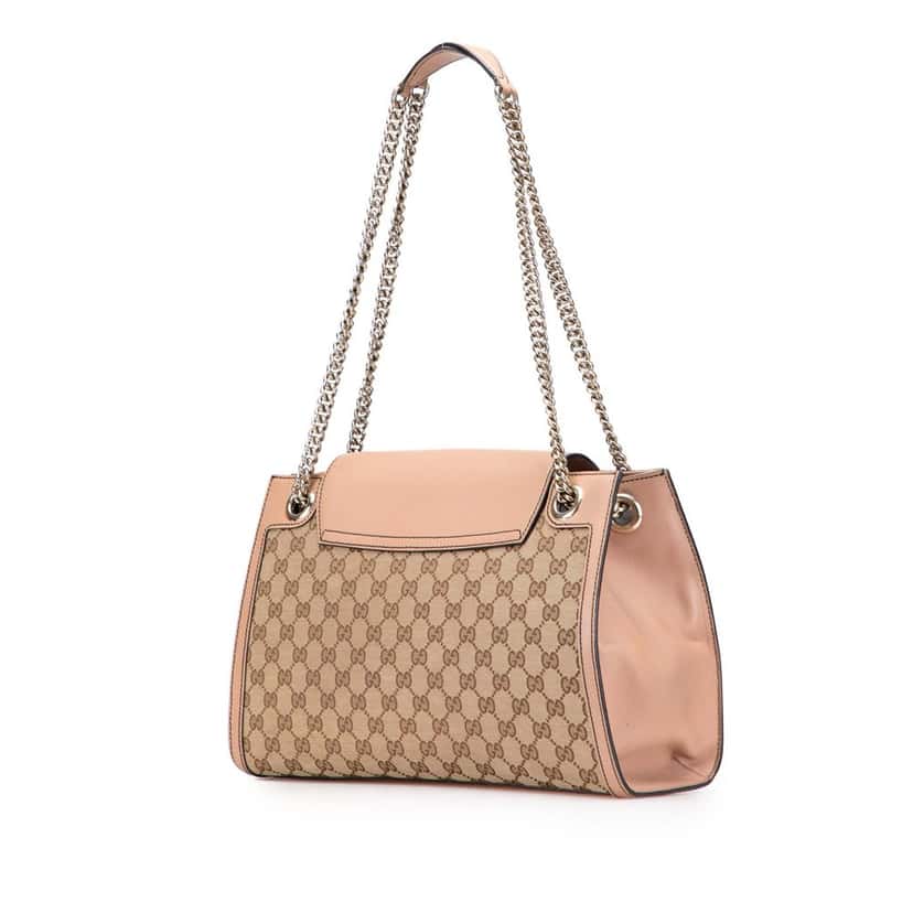 Gucci Large GG Canvas Emily Shoulder Bag Brown Leather Good condition - Back View