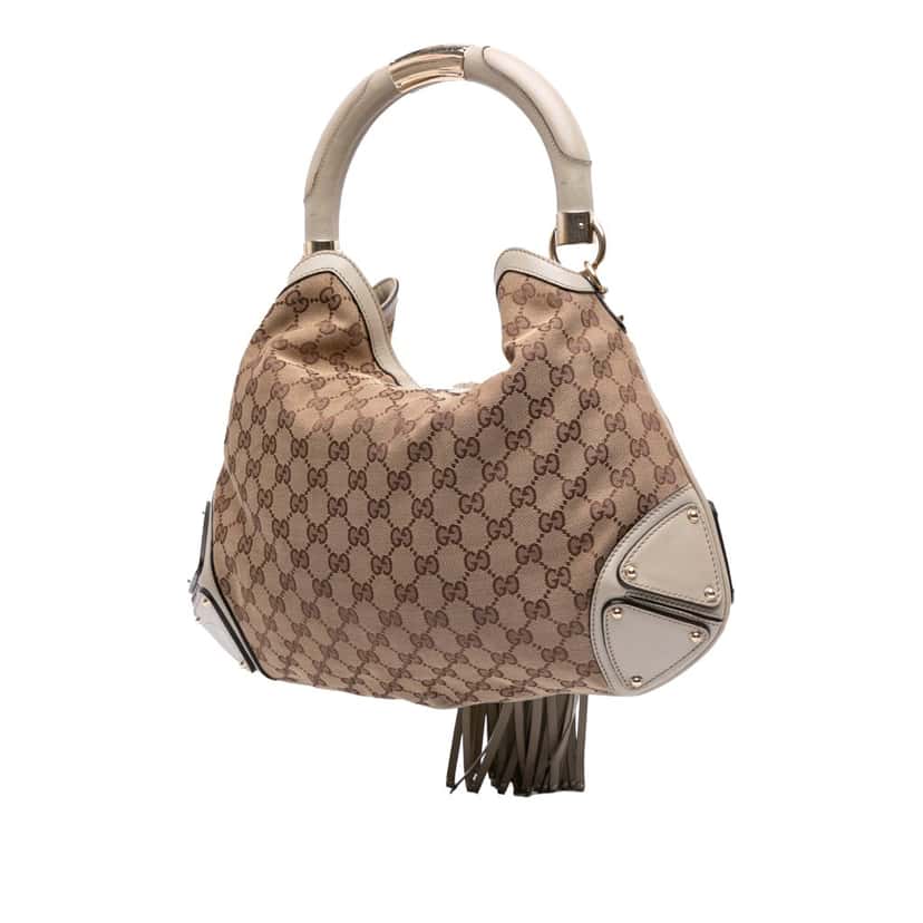 Gucci Medium GG Canvas Bamboo Indy Hobo Brown Canvas Good condition - Back View