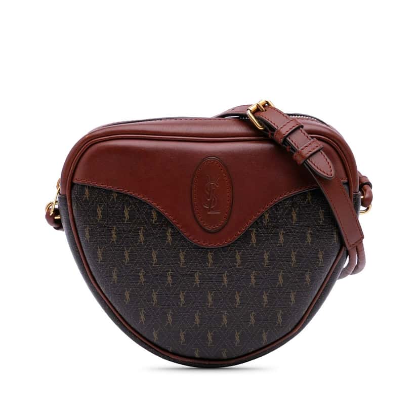 Saint Laurent Coated Canvas Le Monogramme Coeur Crossbody Brown Canvas Good condition - Front View