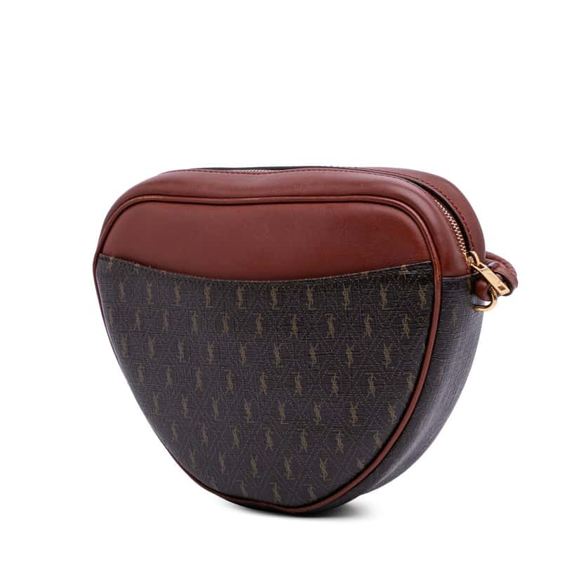 Saint Laurent Coated Canvas Le Monogramme Coeur Crossbody Brown Canvas Good condition - Back View