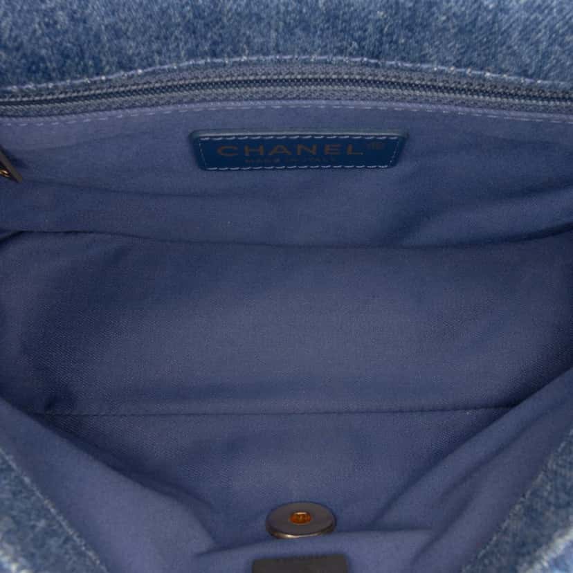 Chanel Mini Rectangular Quilted Denim Mood Flap Blue Denim Good condition - Model View