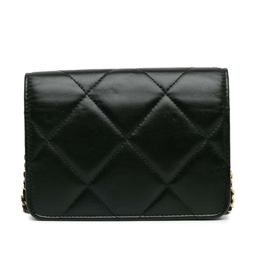 Chanel Quilted Calfskin Strass Clutch With Chain Flap Black Leather Very good condition - Inside View