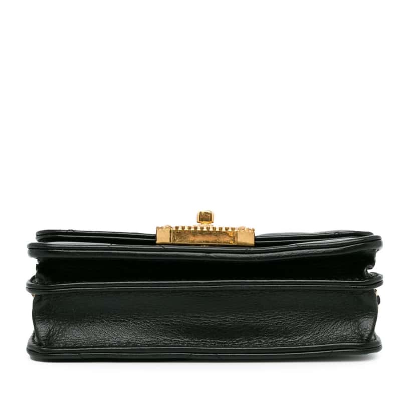 Chanel Quilted Calfskin Strass Clutch With Chain Flap Black Leather Very good condition - Model View