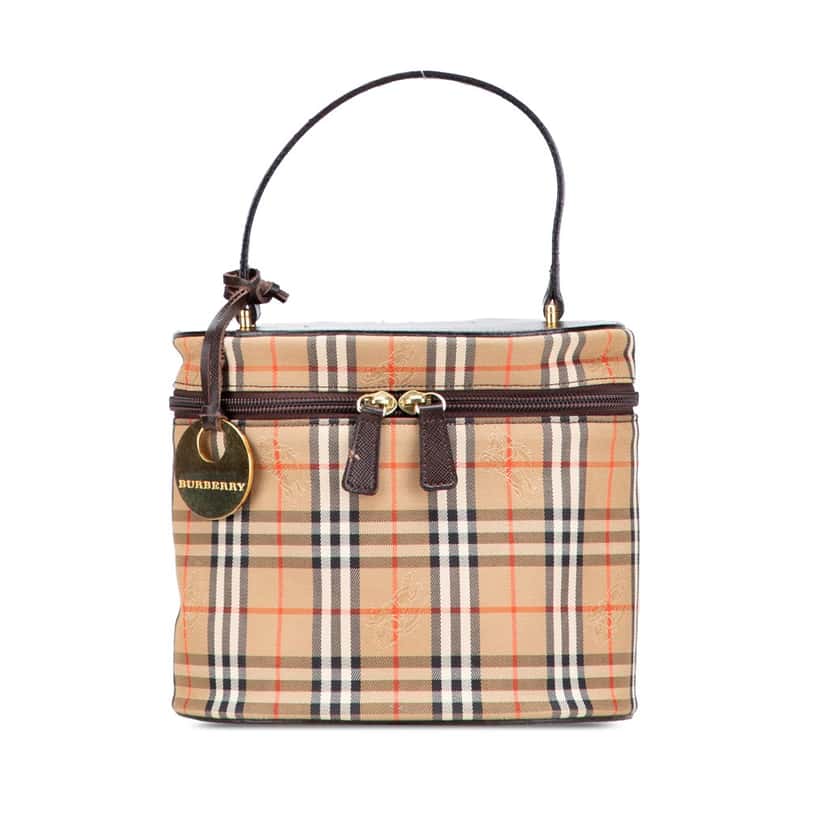 Burberry Haymarket Check Canvas Vanity Bag Brown Canvas Good condition - Front View