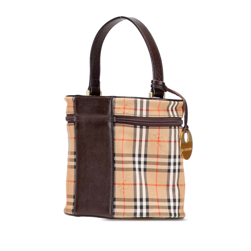 Burberry Haymarket Check Canvas Vanity Bag Brown Canvas Good condition - Back View