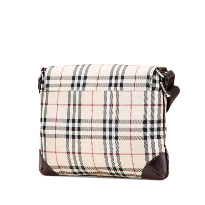 Burberry House Check Canvas Flap Crossbody Brown Canvas Good condition - Back View
