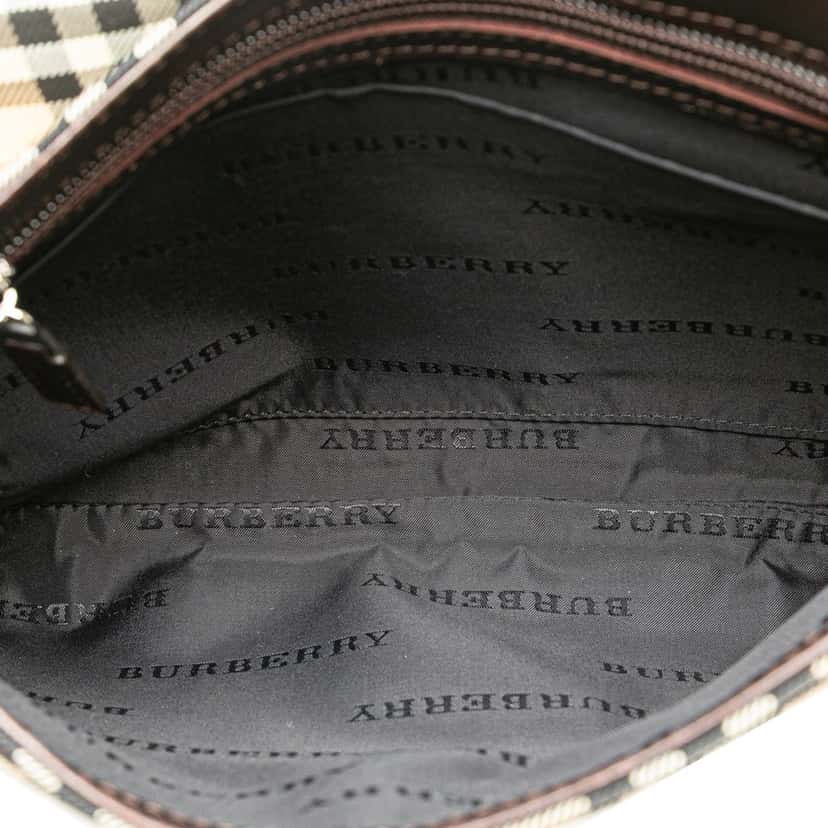 Burberry House Check Canvas Flap Crossbody Brown Canvas Good condition - Model View