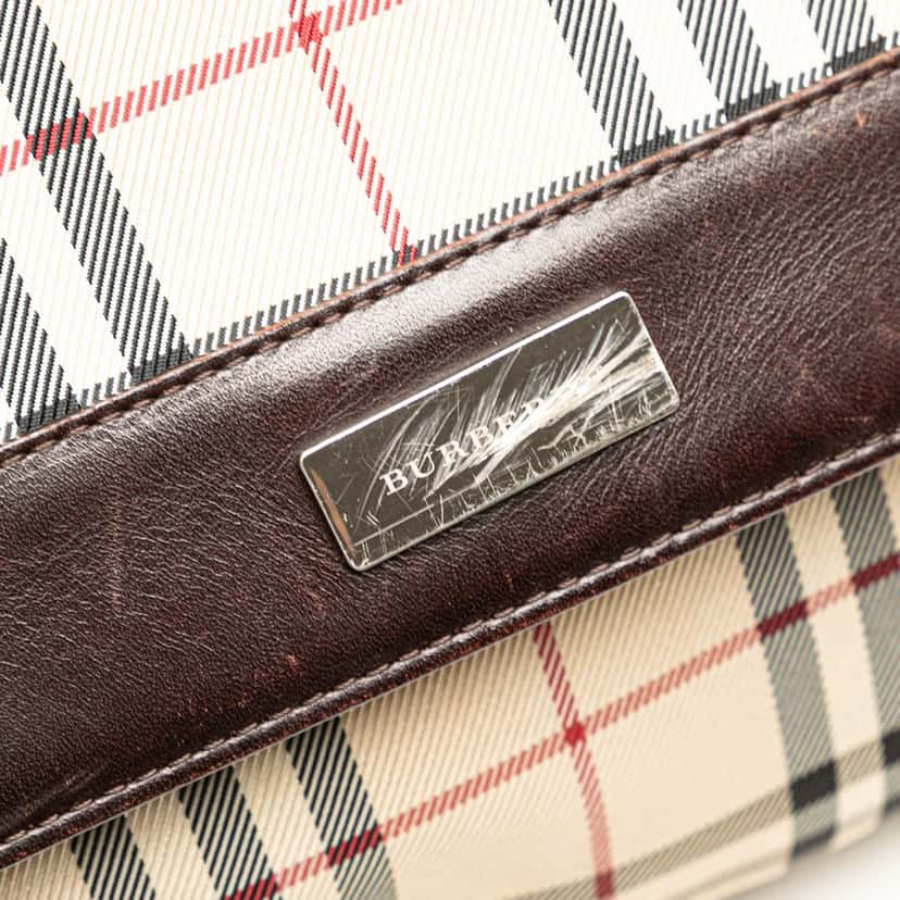 Burberry House Check Canvas Flap Crossbody Brown Canvas Good condition - Box View