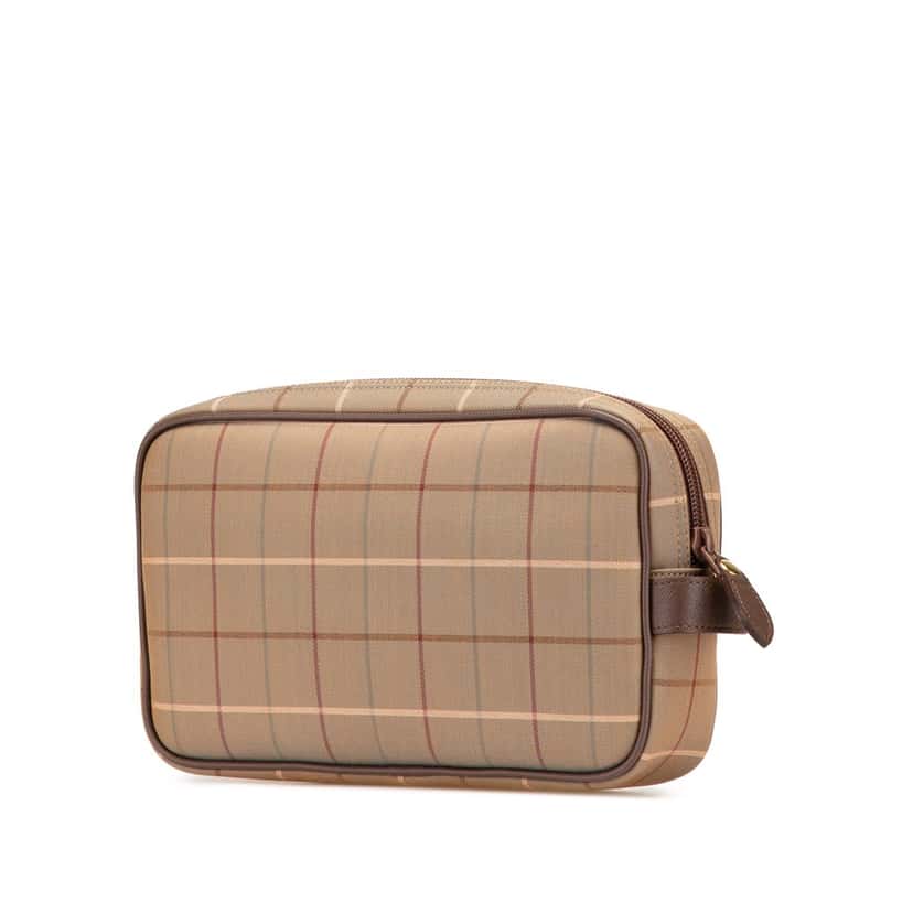 Burberry Vintage Check Canvas Clutch Brown Canvas Good condition - Back View