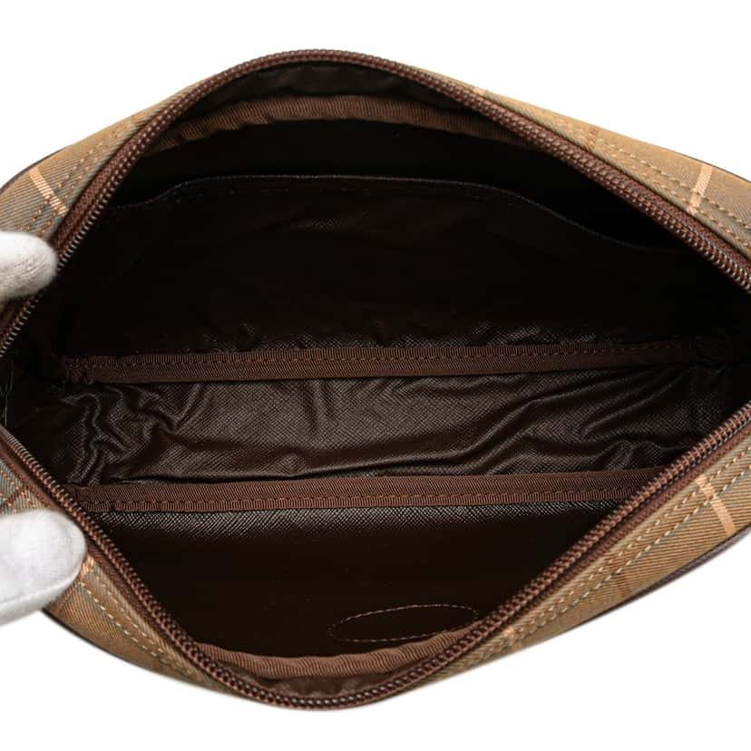 Burberry Vintage Check Canvas Clutch Brown Canvas Good condition - Model View