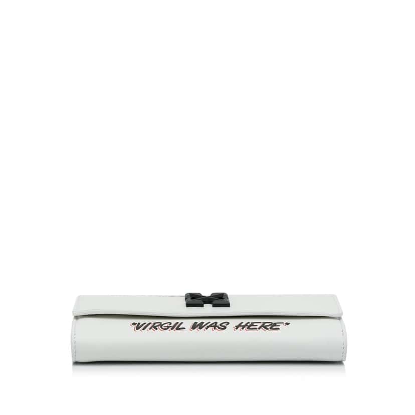 Off-white Jitney Quote Wallet on Chain White Leather Good condition - Model View